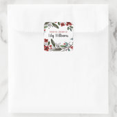 Of Libraryの水彩赤フローラ スクエアシール (バッグ)