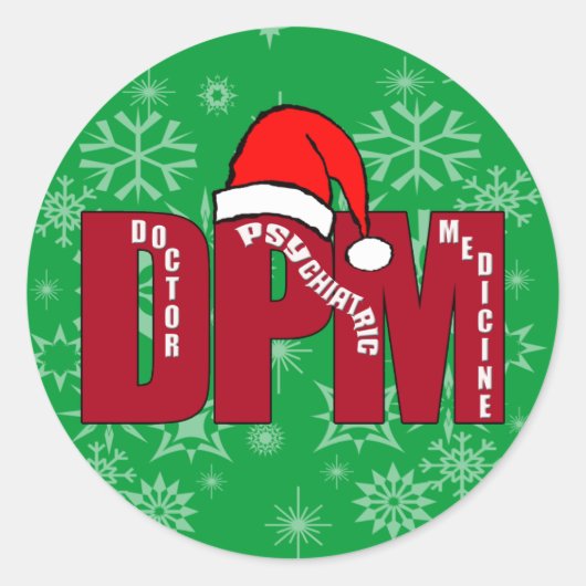 OF PSYCHIATRIC MEDICINE DPMのクリスマスのサンタの博士 ラウンドシール (正面)