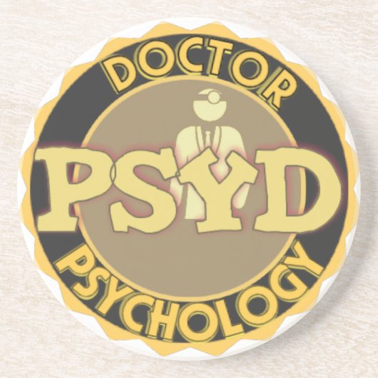 OF PSYCHOLOGY PSYCHOLOGIST PsyDのロゴの博士 コースター (正面)