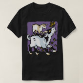 of Pygmy Goats and Butterfly on Purple  Tシャツ (デザイン正面)
