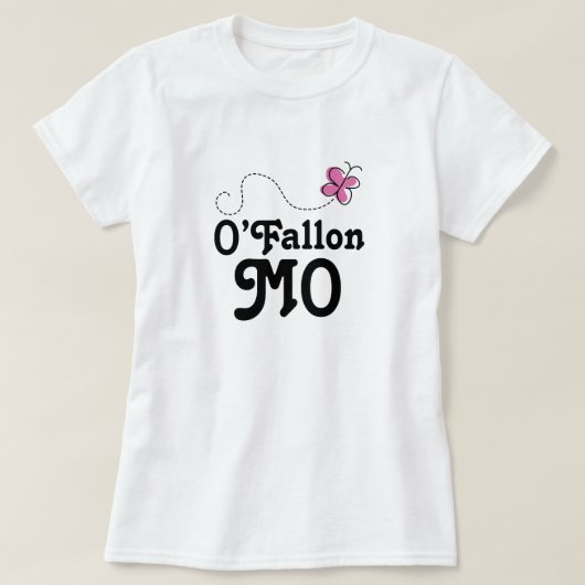 O'Fallonミズーリのピンクの蝶 Tシャツ (デザイン正面)