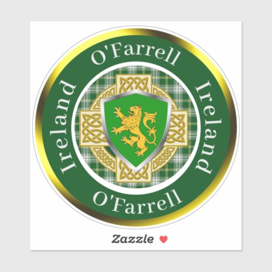 O'Farrell Irish Shield/Celtic Cross Personalized シール (シート)