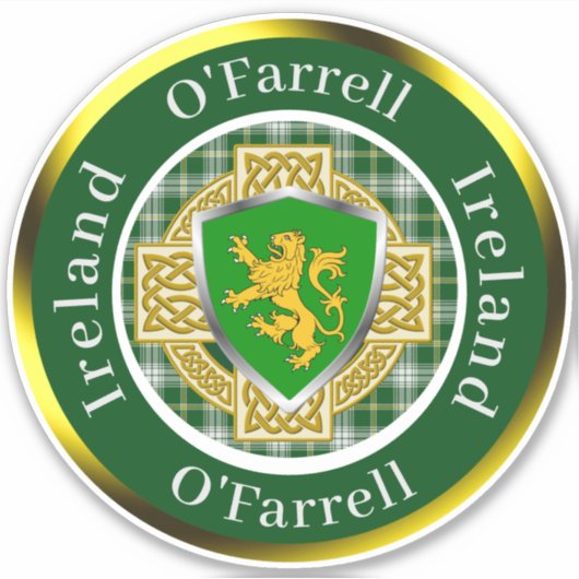 O'Farrell Irish Shield/Celtic Cross Personalized シール (正面)