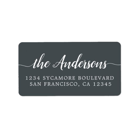 Off-Black Script Family Return Address Label ラベル (正面)