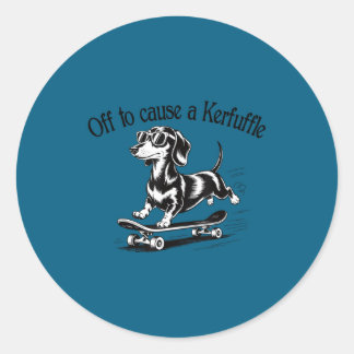 Off Cause Kerfuffle Dachshund Skater ラウンドシール