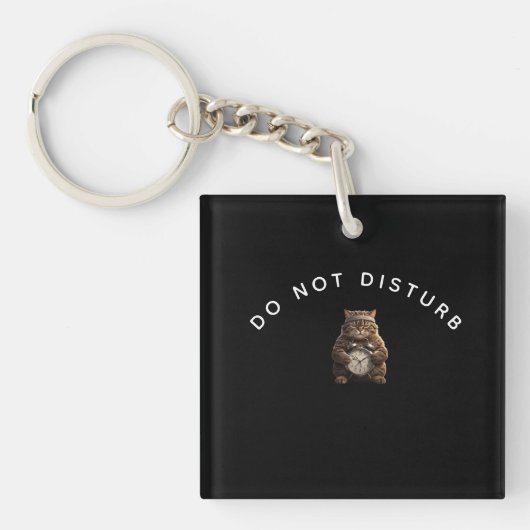 Off Duty Gym Cat Keychain – Funny Muscle Cat Gift キーホルダー (正面)