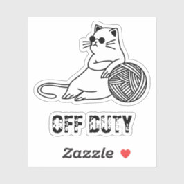 Off Duty Lazy Cat - Cute and Funny Bored Cat Two-T シール