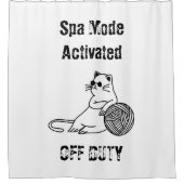 Off Duty Lazy Cat. Funny Spa Mode Activated シャワーカーテン (正面)