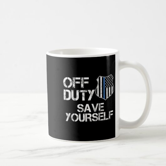 Off Duty Save Yourself Funny Lice Blue Line Gift コーヒーマグカップ (右)