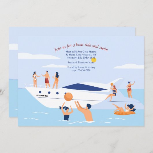 Off The Boat Swim Party 招待状 (正面/裏面)