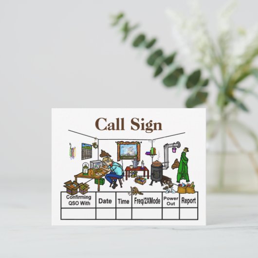 Off the Grid Ham Radio Shack QSL Cards ポストカード (スタンド正面)