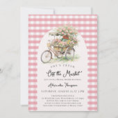 Off the Market Bike Gingham Arch Bridal Shower 招待状 (正面)