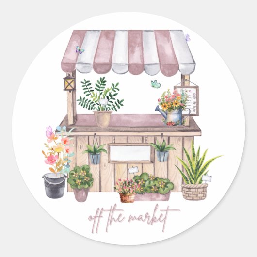 Off the Market Bride Design | Cute Girly Market ラウンドシール (正面)