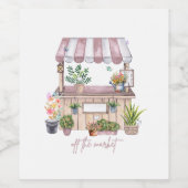 Off the Market Bride Design | Cute Girly Market ワインラベル (シングルラベル)