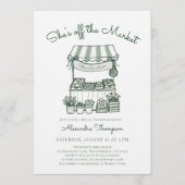 Off the Market Farmers Green Modern Bridal Shower 招待状 (正面)