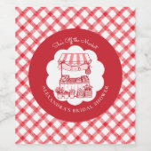 Off the Market Farmers Red Modern Bridal Shower ワインラベル (シングルラベル)