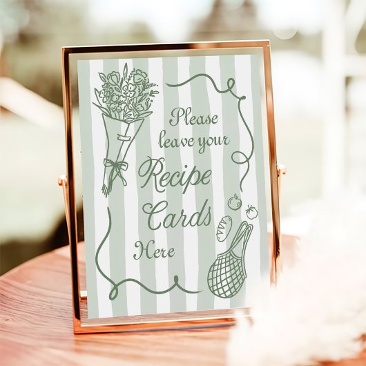 Off The Market Hand Drawn Bridal Shower Recipe ポスター