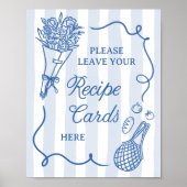 Off The Market Hand Drawn Bridal Shower Recipe ポスター (正面)