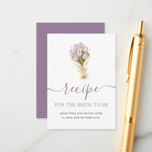Off The Market Tulips Bridal Shower Recipe Card エンクロージャーカード (正面/裏面インサイチュ)