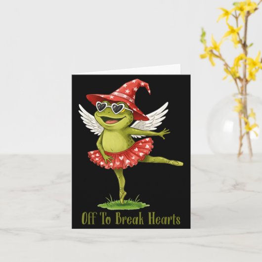 Off To Break Hearts Funny Frog Valentines Women Gi カード (黄色い花)