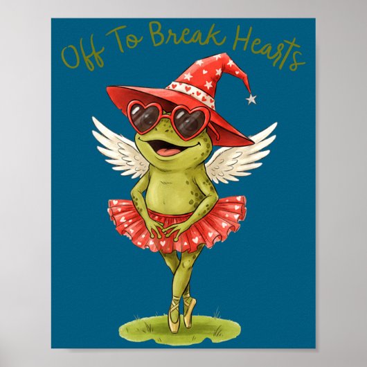 Off To Break Hearts Funny Frog Valentines Women Gi ポスター (正面)