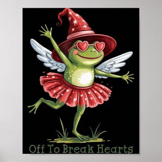 Off To Break Hearts Funny Frog Valentines Women Gi ポスター (正面)