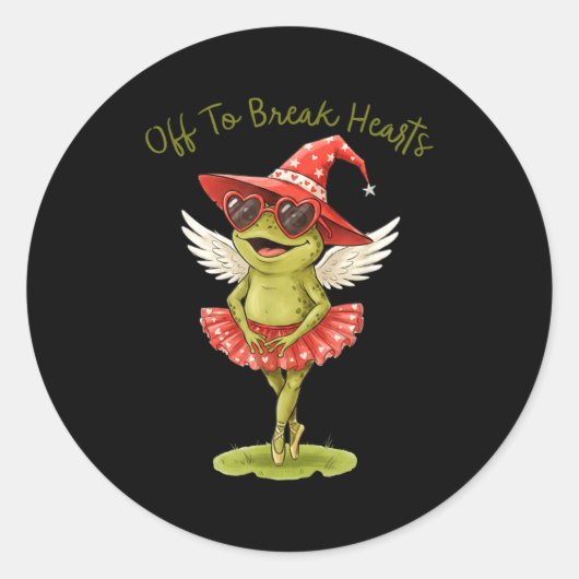 Off To Break Hearts Funny Frog Valentines Women Gi ラウンドシール (正面)