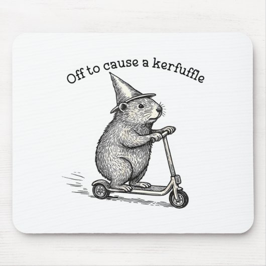 Off To Cause A Kerfuffle Capybara Scooter Chaos Fu マウスパッド (正面)