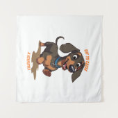 Off to Cause A Kerfuffle Dachshund タペストリー (正面(横))