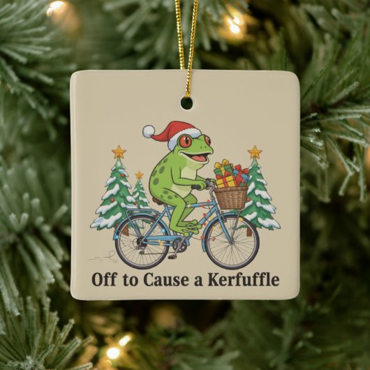 Off To Cause A Kerfuffle Frog Christmas Funny Meme セラミックオーナメント (ツリー)