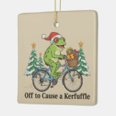 Off To Cause A Kerfuffle Frog Christmas Funny Meme セラミックオーナメント (左)