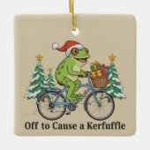 Off To Cause A Kerfuffle Frog Christmas Funny Meme セラミックオーナメント (正面)