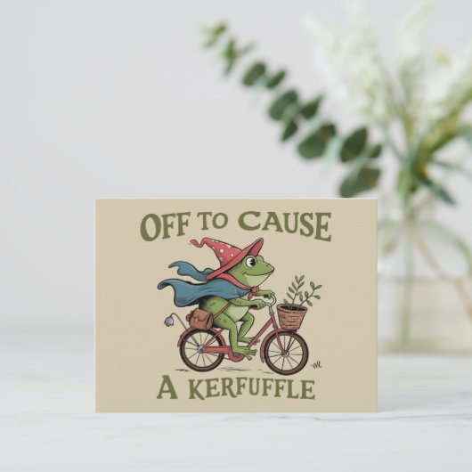 Off to Cause a Kerfuffle Frog Sarcastic Funny Meme ポストカード (スタンド正面)