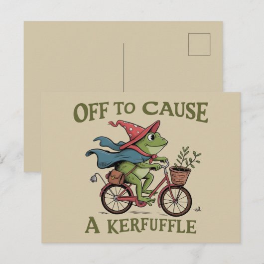 Off to Cause a Kerfuffle Frog Sarcastic Funny Meme ポストカード (正面/裏面)