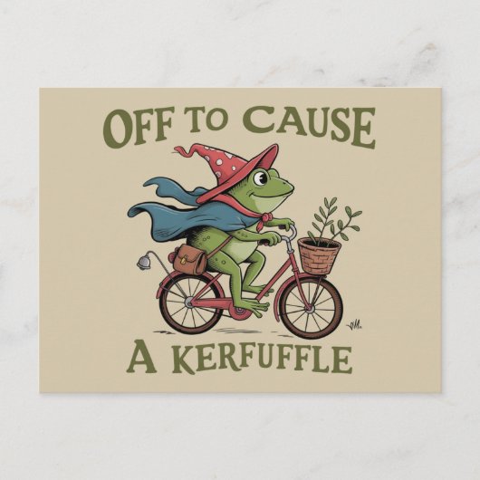 Off to Cause a Kerfuffle Frog Sarcastic Funny Meme ポストカード (正面)