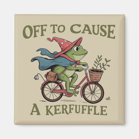 Off to Cause a Kerfuffle Frog Sarcastic Funny Meme マグネット (正面)