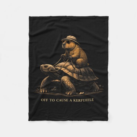 Off to cause a kerfuffle funny capybara hilarious フリースブランケット (正面)