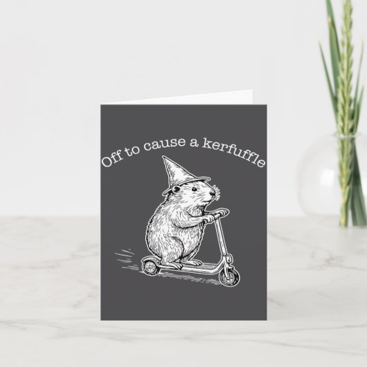 Off To Cause A Kerfuffle Funny Capybara Scooter Ch カード (正面)