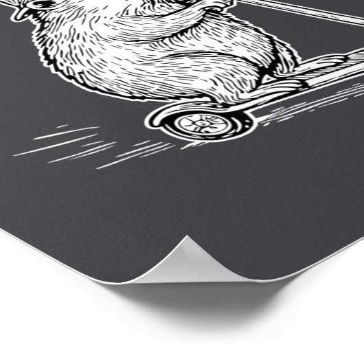 Off To Cause A Kerfuffle Funny Capybara Scooter Ch ポスター (角)