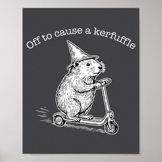 Off To Cause A Kerfuffle Funny Capybara Scooter Ch ポスター (正面)