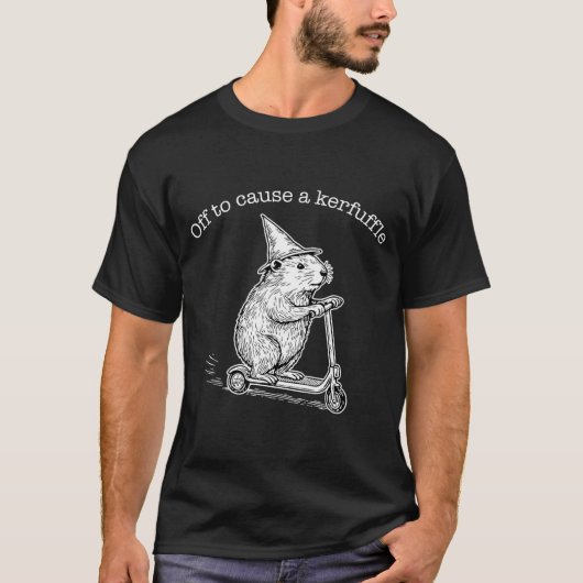 Off To Cause A Kerfuffle Funny Capybara Scooter Ch Tシャツ (正面)