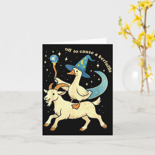 Off To Cause A Kerfuffle Funny Chaotic Weird Anima カード (黄色い花)