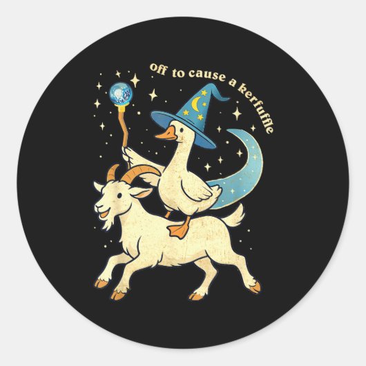 Off To Cause A Kerfuffle Funny Chaotic Weird Anima ラウンドシール (正面)