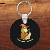 Off To Cause A Kerfuffle Funny Cowboy Frog Meme  キーホルダー (正面)