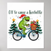 Off To Cause A Kerfuffle Funny Frog Santa Christma ポスター (正面)