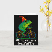 Off To Cause A Kerfuffle Funny Frog Wizard Bicycle カード (黄色い花)