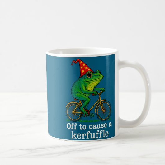 Off To Cause A Kerfuffle Funny Frog Wizard Bicycle コーヒーマグカップ (右)