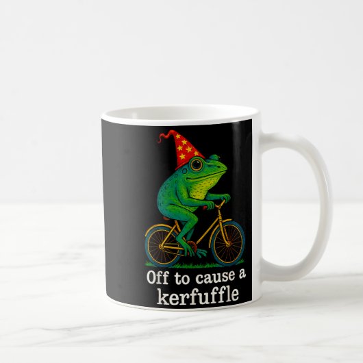 Off To Cause A Kerfuffle Funny Frog Wizard Bicycle コーヒーマグカップ (右)