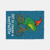Off To Cause A Kerfuffle Funny Frog Wizard Bicycle フリースブランケット (正面(横))