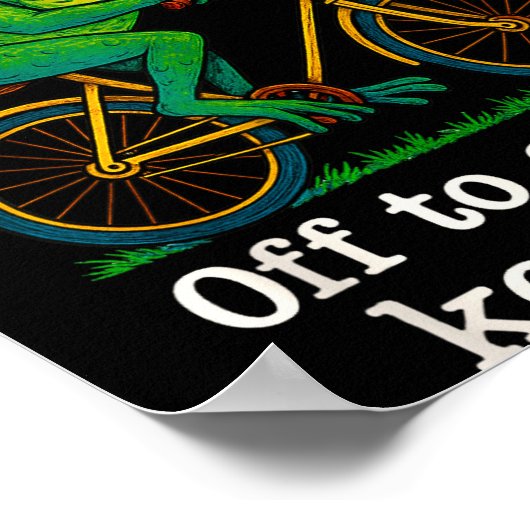 Off To Cause A Kerfuffle Funny Frog Wizard Bicycle ポスター (角)